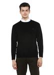 Alan Jones Clothing Men's Wool Blend Blended Round Neck Sweater (SW20-P01_Black_2XL)