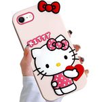 Tsbresd Compatible with iPhone SE 2022/2020 iPhone 7 8 Case, Cartoon Cute Funny Kawaii Cat Kitty Phone Case 3D Character Soft Silicone Cover Case for Kids Girls and Womens