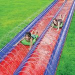 Stargo 2 Person Slide Backyard Water Fun Slip Down The Slide - 25 Feet x 6 Feet Waterslide with Sprinkler and Inflatable Body Boards for Kids - Outdoor Summer Toy