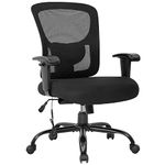 BestOffice 400lbs Wide Seat Mesh Desk Massage Rolling Swivel Ergonomic Computer Lumbar Support Adjustable Arms Task Chair for Heavy People, Black
