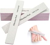Nail File 180 240 Grit Professional Nail Files and Buffers for Natural Nails, Double Sides Washable Block Disposable Nail Buffer for Nail Art DIY or Nail Manicure Salon Pack of 10pcs