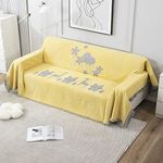 HOKIPO Chenille Sofa Couch Cover Throws Blanket Slipcover 3 Seater, 180 (D) x 300 (L) cm, Yellow (AR-4636-D1)