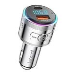 LENCENT Car Bluetooth 5.3 FM Transmitter, ALL METAL, PD 30W & QC 3.0 18W Fast Car Charger, Wireless FM Radio Car Kit Bluetooth Car Adapter, Noise Cancelling Hands-Free Call, Hi-Fi Music, 7 LED Lights