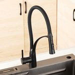 Plantex Single Lever Sink Mixer with Dual Flow Pull-Out SprayerHot and Cold-Water Mixerð° Rotatable Flexible Sink Tap for Kitchen -Deck Mounted-(8984-Black)