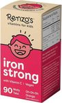 Renzo's Iron Supplements for Kids - Dissolvable Vegan Iron Supplement with Vitamin C - Sugar Free, Oh-Oh-Oh Orange Flavor, 90 Melty Tabs