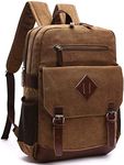 Modoker Mens Vintage Backpack for Men, Canvas Bookpack Fits Most 15.6 Inches Computer and Tablets, Brown