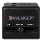 Wenger Universal Travel Adapter with USB Charger for Global Travel, Black, Blend of Style & Function, Swiss Designed (604559)