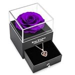 Preserved Real Purple Rose with Lov