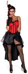 Burlesque Costume, Showgirl Dress Cape Women, Red and Black, Medium