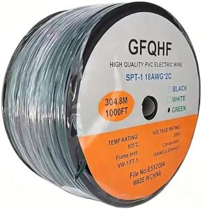 GFQHF 1000FT SPT-1 Green Electrical Wire,UL Listed 18/2 Zip Cord Wire 18 Gauge Wire,Work with SPT-1 Vampire Plg