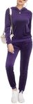 HOTOUCH Women's Purple M Velour Tracksuit, Winter Warm Sports Suit, Jogging Suit, Hoodie and Trousers, Tracksuit with Pockets
