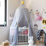 Dix-Rainbow Bed Canopy Yarn Play Tent Bedding for Kids Reading Playing with Children Round Lace Dome Netting Curtains Baby Boys and Girls Games House - Gray