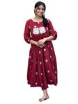 GoSriKi Women's Rayon Blend Anarkali Printed Kurta with Pant (ANVESHI Maroon-GS_L_Maroon_Large)