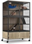 HABUTWAY Metal Large Guinea Pig Cages 5 Levels, 60.0" H Rolling Ferret Cage with Removable Ramps & Double Door, Cage with Locker, Squirrel Cage Christmas Decoration Pet Crate Furniture