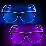 YouRfocus Led Light up Glasses 2 Pack Glow in The Dark Neon Rave Glasses for Rave Party, EDM, Halloween (Blue + Purple)