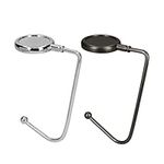 kwmobile Purse Hooks for Table - Set of 2 Metal Handbag Hook Holder Hand Bag Hanger for Tables, Desks, Work, Restaurants - Silver/Black Matte