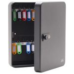 Burg Wachter KC36C Wall Mountable Combination Cabinet with 36 Hooks-Matt Black-with Coloured Key Tags