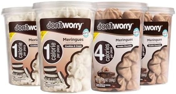 Don't Worry Meringue Cookies | Double Chocolate & Cookies and Cream Flavor | Low Sugar Candy with 1 Calorie per Piece | Keto, Gluten Free, Low Carb Healthy Snacks For Adults | 4 Pack