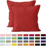 Encasa Homes Cushion Covers 2pc set (45 x 45 cm) - Deep Red - Solid Dyed Cotton Canvas, Decorative Large Square Colourful Washable Throw Pillow Cases for Living Room, Sofa, Bedroom, Home & Hotel