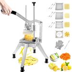 VEVOR Commercial Chopper w/ 4 Replacement Blades Commercial Vegetable Chopper Stainless Steel French Fry Cutter Potato Dicer & Slicer Vegetable Fruit Chopper for Restaurants & Home Kitchen