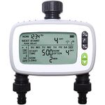 Aqualin Watering Irrigation System Sprinkler Water Hose Timer 2 Zone with FSTN Large LCD Screen for Garden Plants