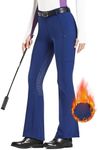 FitsT4 Sports Women's Fleece Lined Bootcut Horse Riding Pants Winter Full Seat Riding Tights with Pockets Equestrian Breeches Blue 2XL