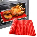 2022 Silicone Pyramid Baking Cooking Mat Diamond Chef Tray Oven Non-Stick Value Pack Red, Reducing Healthy Heat-Resistant for Grilling BBQ 15.1 X 10.6Inch (1 Pack Red Mat)