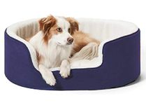 Petslover Warm Fleece Winter Beds Round Shape Reversible Ultra Soft Ethnic Designer (Export Quality) Bed with Cushion Pillow for Dog/Cat (Navy Blue, Large)