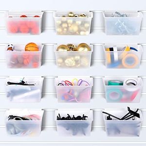 Unittype 12 Pcs Storage Bin Plastic Slatwall Bins for Slatwall Organizer Slatwall Containers Garage Accessories(Transparent)
