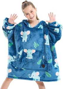 THREE POODLE Wearable Blanket Hoodie for Kids, Oversized Sherpa Sweatshirt Blanket with Giant Hood, Warm Cozy Hooded Blanket, for Kids Girls Boys