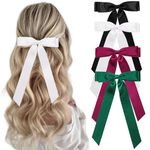 4 PCS Hair Ribbon Bows for Women Satin Bow Hair Clip With Long Tail Bowknot Hair Barrettes for Girls Ribbon Hair Ties Accessories