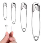 50 Safety Pins - Large, Medium and Small Sized Safety Pins for Clothes, Nickel Plated Steel, Ideal for for Arts & Crafts, Sewing Hemming and DIY Jewellery