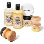 CLARK'S Complete Cutting Board Care Kit - Board Oil - Soap - Wax Finish (6oz) - Wax Applicator Pad - Applicator - Scrub Brush - Finishing Pad - Lavender and Rosemary Scented - Cutting Board Kit
