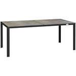 Outsunny Patio Dining Table for 8 People, 70.9" x 35.4" Rectangular Outdoor Dining Table with Aluminum Legs and Faux Wood Tabletop for Backyard, Lawn, Balcony, Grey