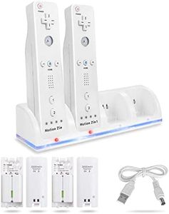 4-in-1 Charging Station for Wii&Wii U Remote Controller,Charger with 4 Rechargeable Battery Packs (4 Port Charging Station+4 pcs 2800mAh Replacement Batteries+USB Cable),Remote Not Included