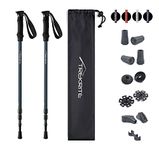 Collapsible Telescopic Walking/Hiking/Trekking Poles/Sticks - 3-Section Antishock Unisex with Accessories (2pc / set/pair) - Trekrite (Midnight Blue)