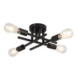 ZGLAOJT Semi Flush Mount 4 Light Ceiling Light Matte Black with E26 Base Modern Chandelier for Farmhouse Kitchen Dining Room Bedroom Study Living Room.