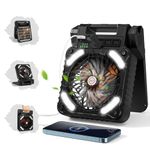 HEBEZON Portable Solar Camping Fan with Built-In Phone Charger and LED Light - Quiet, Energy Efficient, Perfect for Outdoor Activities
