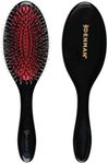 Denman Cushion Hair Brush (Medium) with Soft Nylon Quill Boar Bristles - Porcupine Style for Grooming, Detangling, Straightening, Blowdrying and Refreshing Hair – Black, D81M