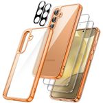 JETech 5 in 1 Case for Samsung Galaxy S24+ / S24 Plus 5G with 2-Pack Each Tempered Glass Screen Protector and Camera Lens Protector, Non-Yellowing Shockproof Bumper Phone Cover (Sandstone Orange)