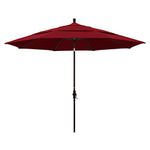 California Umbrella GSCU118117-F13-DWV 11' Round Aluminum Market Umbrella, Crank Lift, Collar Tilt, Red Olefin