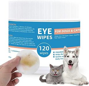 Pet Eye Wipes for Dogs and Cats - 120 CT Dog Tear Stain Remover Wipes Eye Stain Cleaner - Presoaked Cotton Eye Wash Pads, Remove Discharge & Mucus Secretions, Unscented, Soft & Gentle, Plant Based