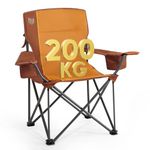 TIMBER RIDGE Camping Chairs for Adults Heavy Duty 200kg Oversized, Padded Folding Chair with Cup Holder and Storage Bag Comfy for Outdoor Picnic Fishing Garden, Lightweight and Portable, Orange