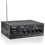 Wireless Bluetooth Power Amplifier System - 2X40W Mini Dual Channel Mixer Sound Audio Stereo Receiver w/USB, AUX, MIC IN - For Speaker, PA, Home Theater via RCA, Studio Use - Pyle PTA22BT