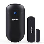 SECRUI Wireless Door Open Sensor Alarm Chime, 400ft Operating Range 52 Chimes Volume with Mute Mode Led Indicators 1 Plug-in Receiver 1 Magnetic Door Alarm Sensor for Home Store Office Security Black