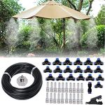 65FT Outdoor Misting Cooling System Kit (20M) with Brass Mist Nozzles 3/4" Brass Adapter for Outdoor Patio Garden Home Irrigation Trampoline Automatic Distribution System