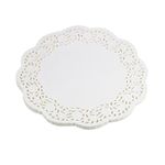 LJY 100 Pieces White Lace Round Paper Doilies Cake Packaging Pads Wedding Tableware Decoration (300mm)