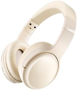 Bingozones SN-A2 Headphones Wireless Bluetooth with Mic, Lightweight On Ear Aesthetic Headphone, Deep Bass, Bluetooth 5.3, 20+H Playtime, Portable Wired Headphones for School, Travel, Gym - Beige