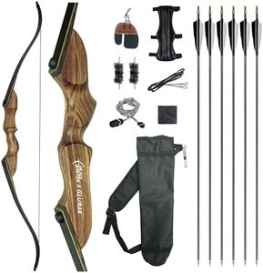Black Hunter Recurve Bow and Arrow Set, GLURAK 60'' Wooden Takedown Recurve Bows Package, Archery Bow Kit for Target Practice and Hunting, Right Hand, 30LB