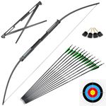 SHARROW Portable Folding Archery Straight Bow Aluminum Takedown Recurve Bow and Arrow Set Longbow 35lbs 55lbs for Youth Adult Target Hunting Shooting Practice (55lbs, Type 2)